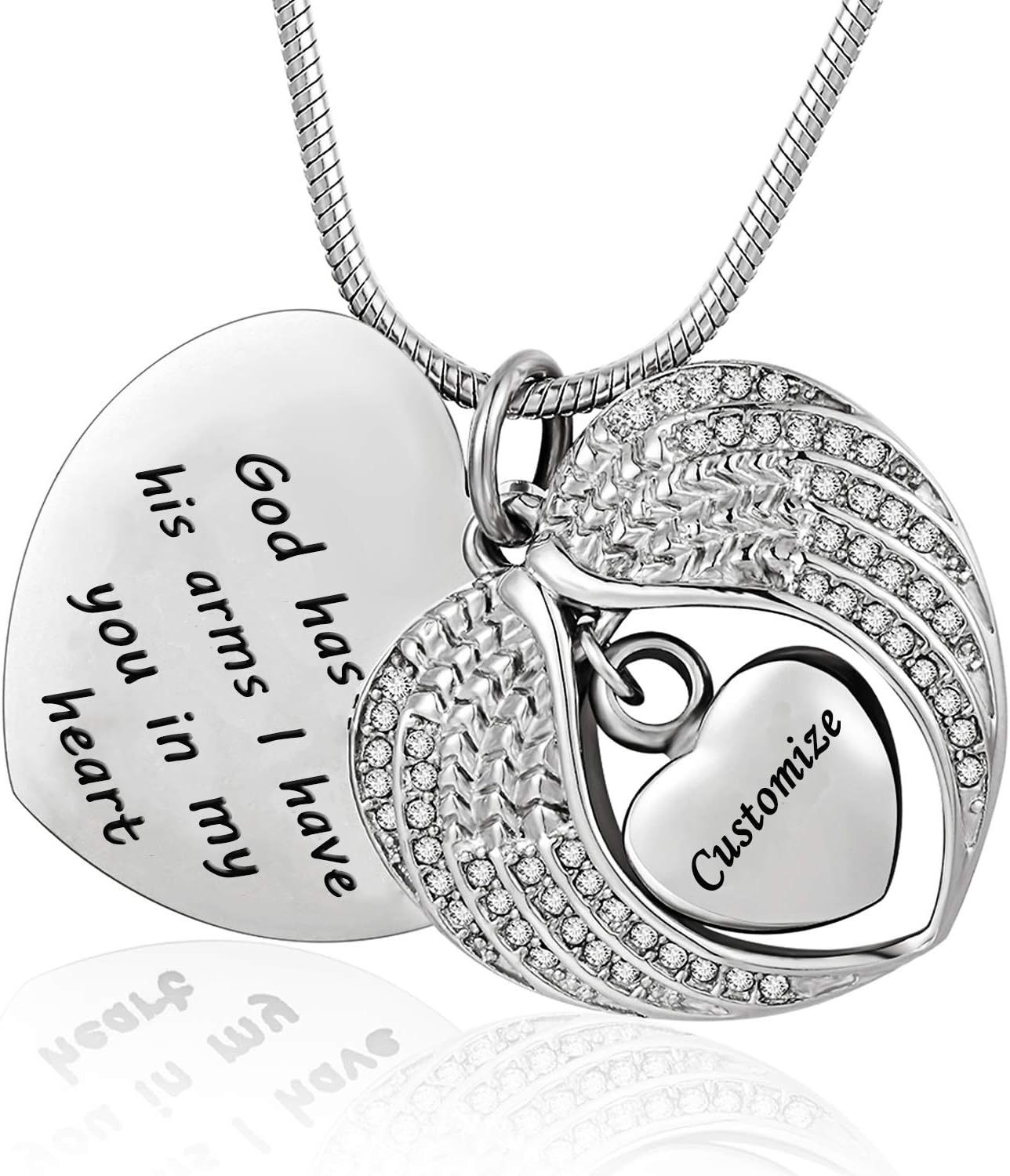 NoryaGod has You in his arms with Angel Wing Diamond Cremation Jewelry Keepsake Memorial Urn Necklace