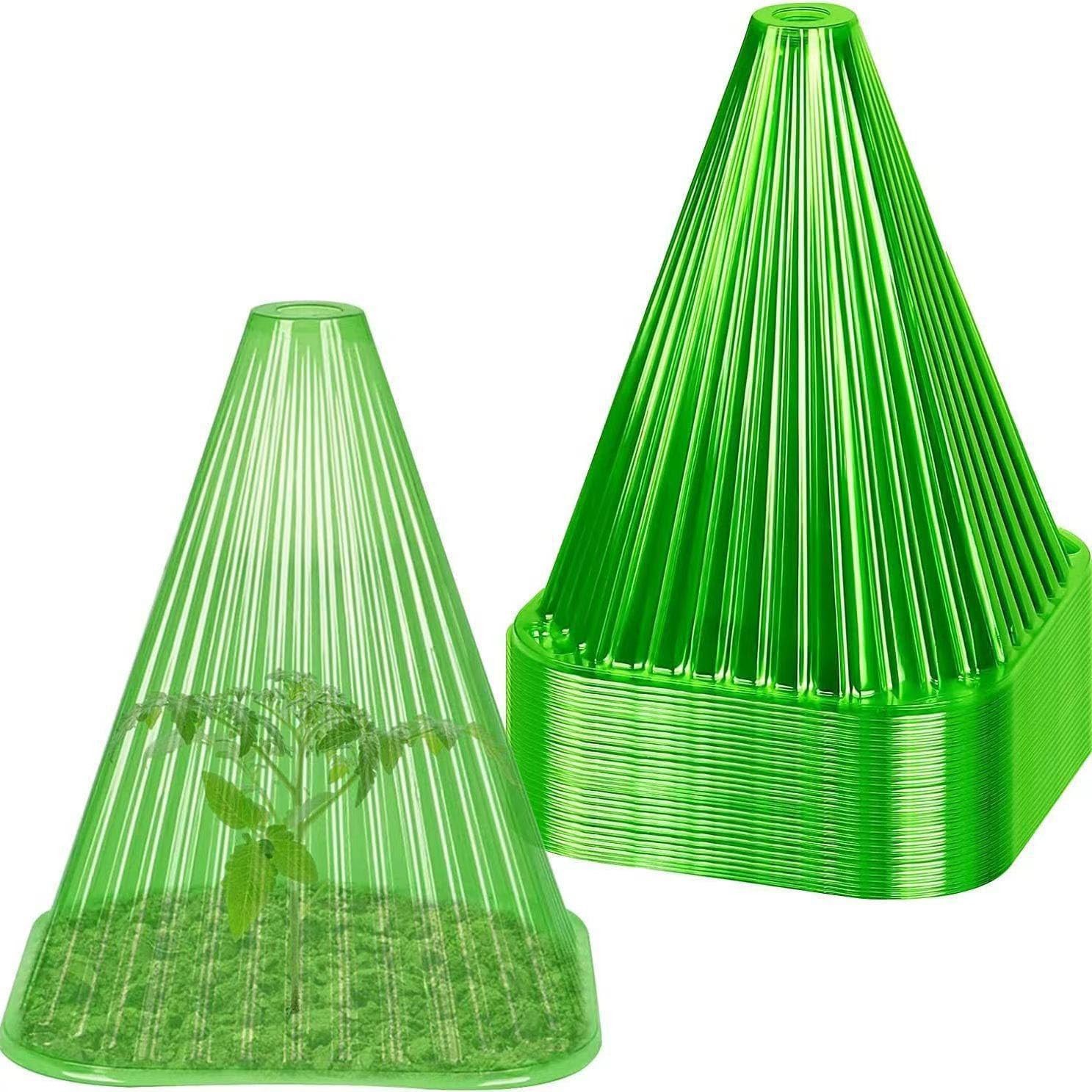 EEGAO Plant Covers, 22 cm × 19 cm. Reusable plastic mini greenhouse covers for protection against sun, snow, frost, snails, birds, chickens, and insects. Set of 20 covers (green).