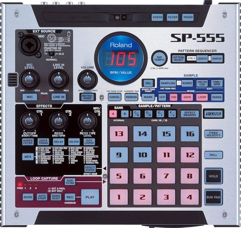 DJ機材 Roland SP-555 Roland SP-555 Digital DJ Toca-discos Amostra criativa com