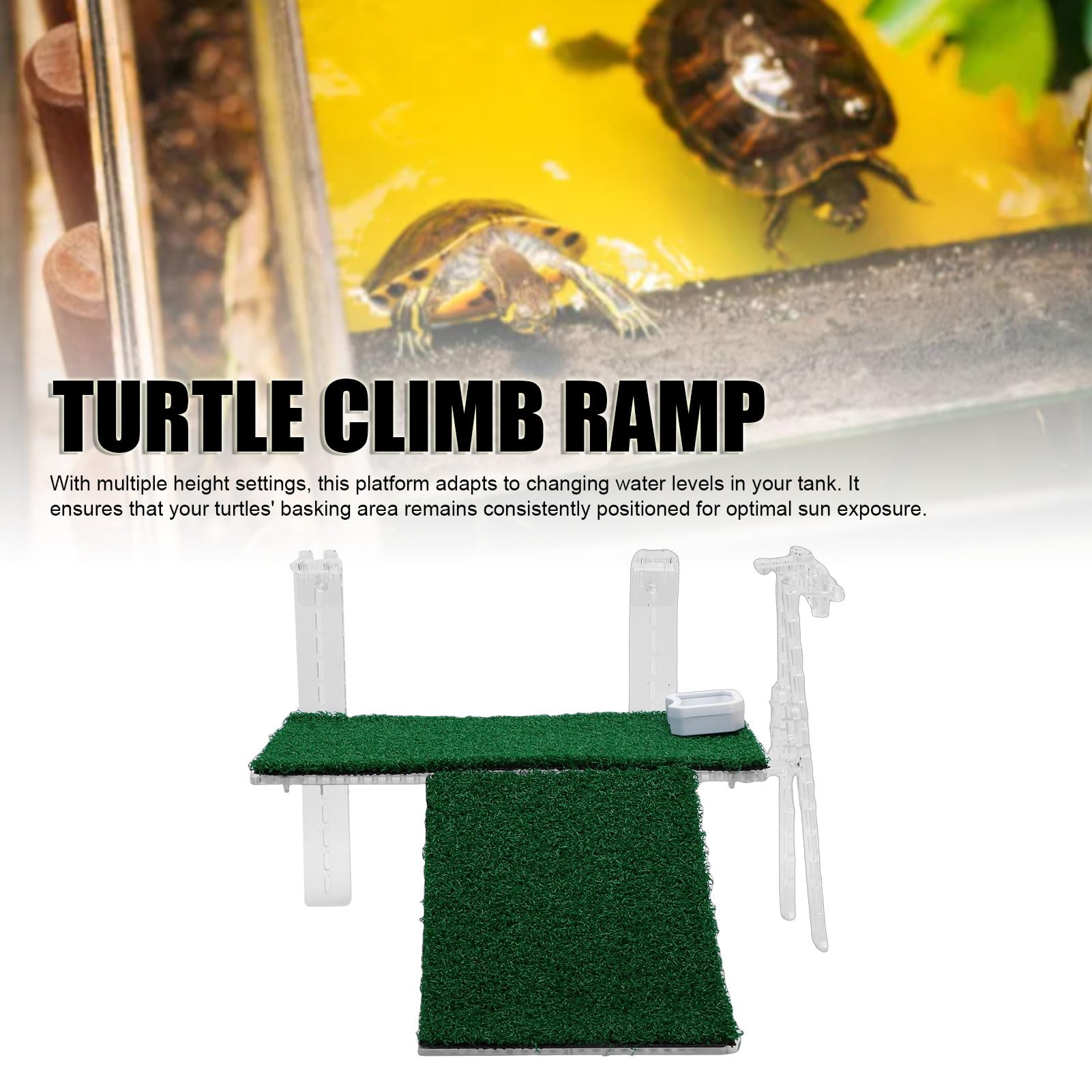 Generic Plate-Forme de Baignade pour Tortues de Pelouse, Hauteurs Réglables, Rampe de Suspension en Acrylique Anti-Rayures pour Aquarium