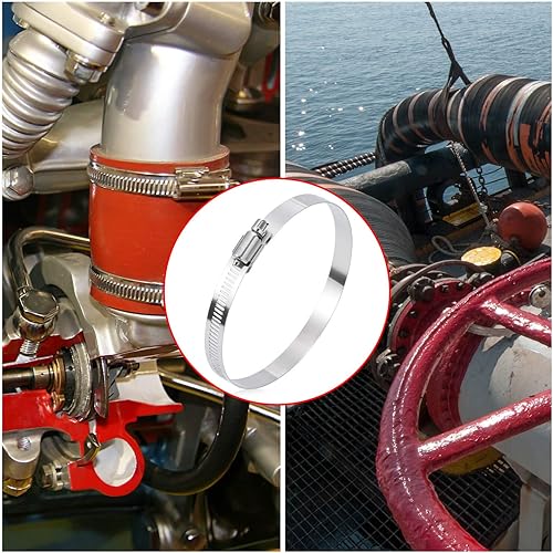 Miniatura 7 de Selizo 12 abrazaderas de manguera, abrazadera de manguera de 4 pulgadas, abrazaderas de manguera de acero inoxidable 304, abrazadera de conducto,