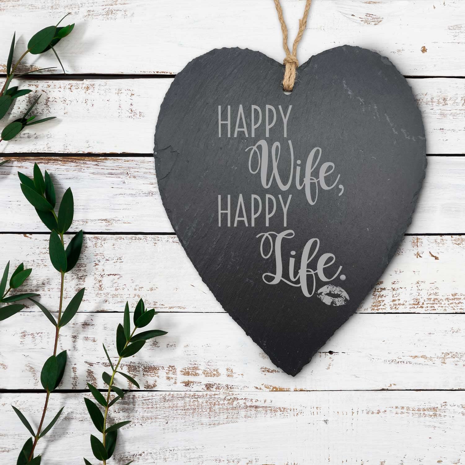 Cuore in ardesia con incisione personalizzata, motivo: cuore in ardesia, con incisione, bella idea regalo per anniversario, decorazione da parete per appendere, dimensioni 20 x 20 cm, personalizzabile