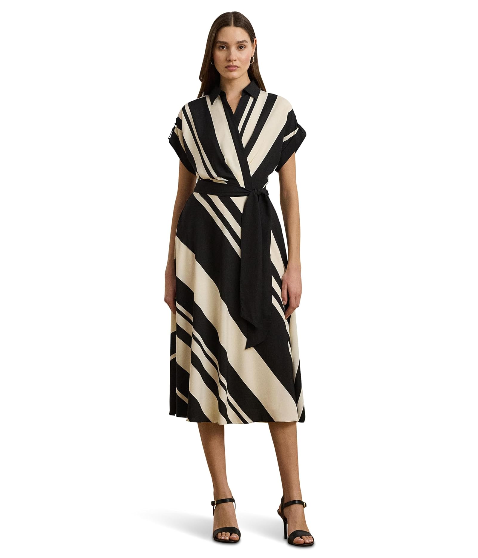Woman's Dresses Lauren Ralph Lauren Striped Belted Crepe Dress - Picture 2 of 4