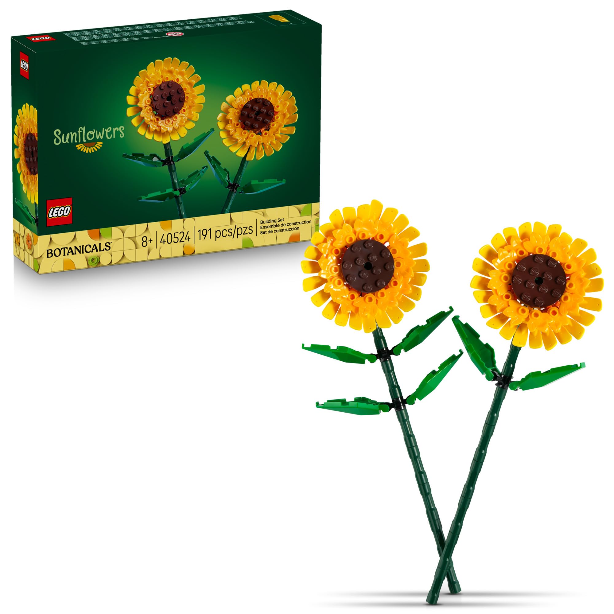 LEGO Sunflowers Building Toy for Kids, Girls and Boys Ages 8+ - Artificial Sunflowers for Home Decor and Display - Birthday Gift Idea for Lovers of Plants & Flowers - 40524 Sunflowers (New Packaging)