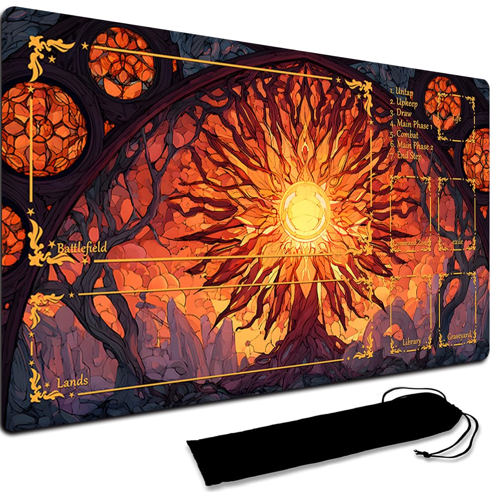 Board Game MTG Playmat + Black Waterproof Bag, Stitched Edges, Smooth Rubber Surface, MTG PlayMat With Zones (An Original Playmat) (With Zone,5)