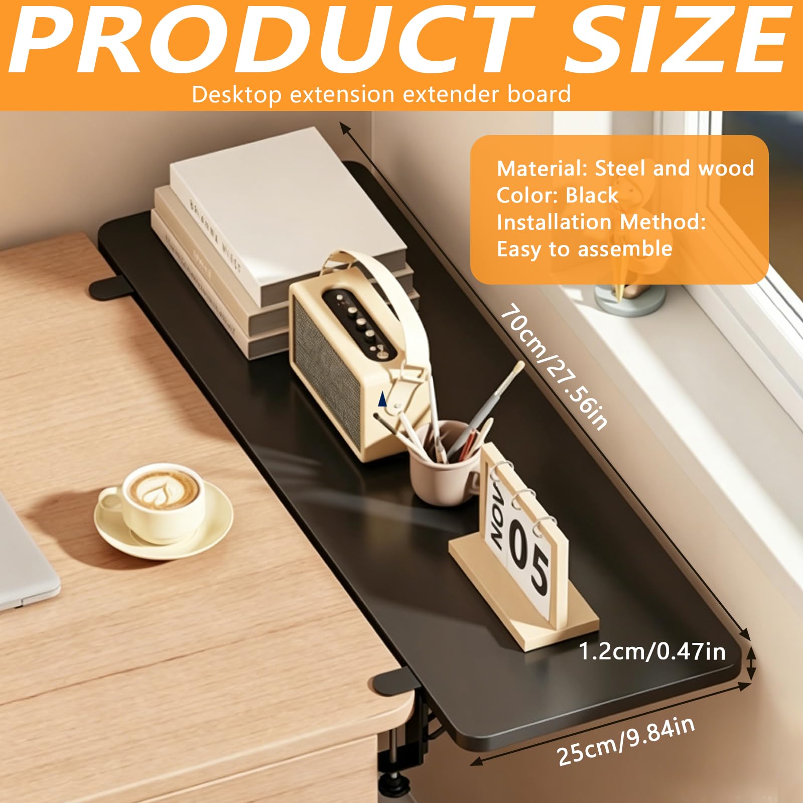 Prolunga Ergonomica Per Scrivania, 70 * 25CM Prolunga Da Tavolo Pieghevole A 90° Con Poggiapolsi Nera Supporto Per Braccio E Polso Poggiabraccia Per Computer Accessorio Da Scrivania
