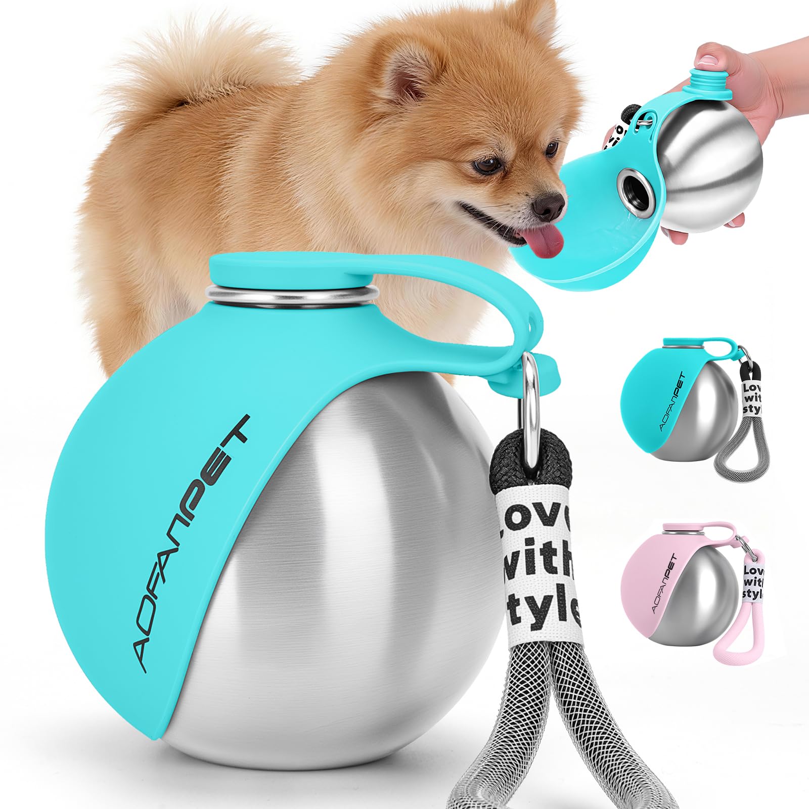 Pet Supplies : AOFANPET Portable Dog Water Bottle 10oz Stainless