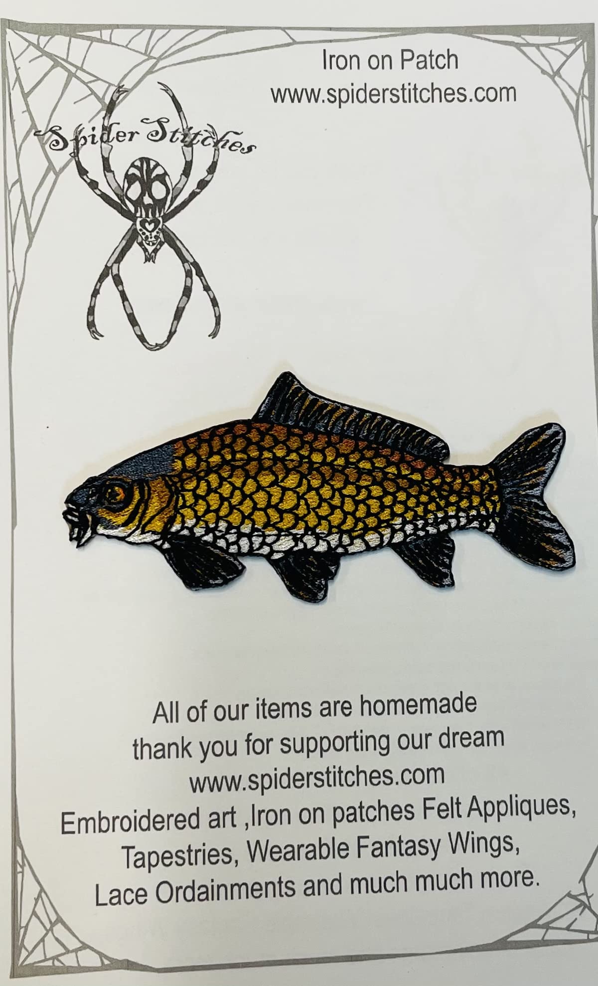 Spider Stitches Common Carp Eurasian carp European carp Fish Iron on Patch Cyprinus carpio