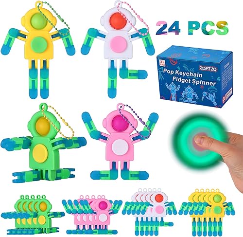 24 piezas Pop Fidget Spinners a granel Astronauta deformable Fidget Spinner Llavero Robot Gyro Fidget Spinner para niños adultos Juguetes