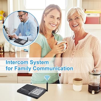 DAYTECH Wireless Intercom for Home Office Elderly System 2 Packs UK Plug | 1/2 Mile Long Range 10 Channel Room to Room Communication for Business/Office/Hotel/Hospital/Care Home
