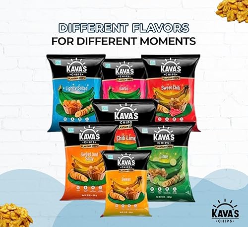 Miniatura 4 de Kava's Chips de plátano ligeramente salados 2.5 onzas (2.50 oz), 24 unidades, vegano, sin gluten, plátano original, aperitivo saludable