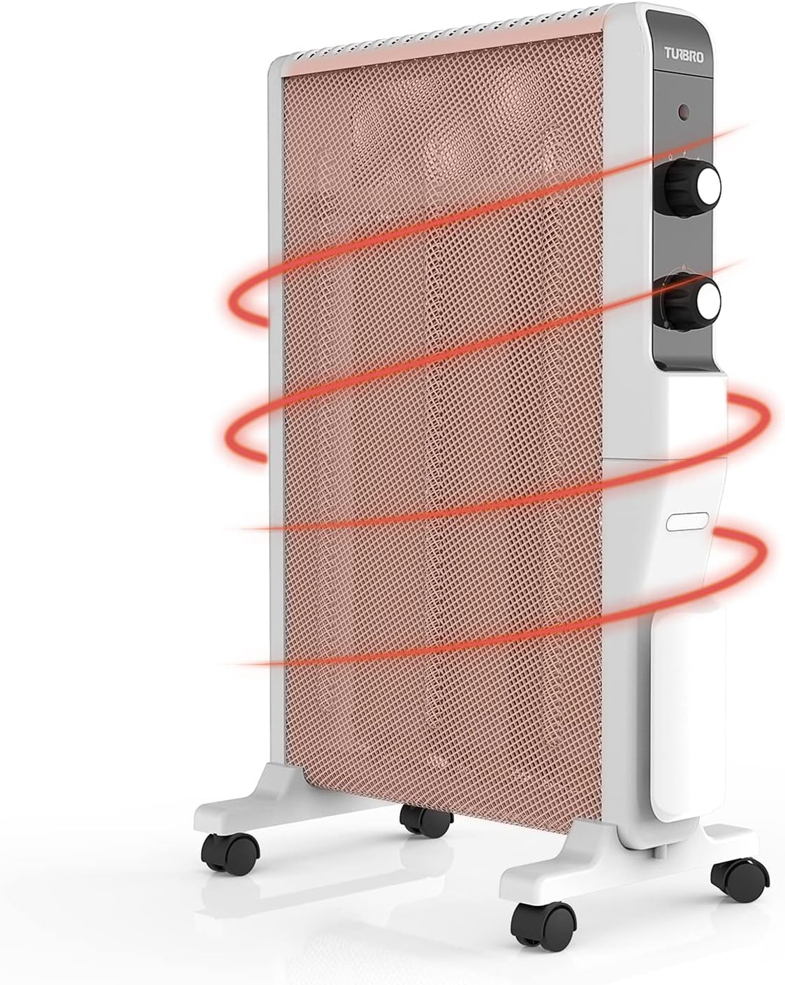 TURBRO Arcade HR1500 Electric Mica Space Heater 1500W, Room and Office Heating with Thermostat and Safety Protection, 2 Heat Settings, Quiet, 120V, White
