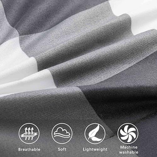 Miniatura 5 de ETDIFFE Juego de edredón a cuadros gris claro, tamaño Queen, 7 piezas de microfibra a cuadros grises en una bolsa, suave y ligero para todas las