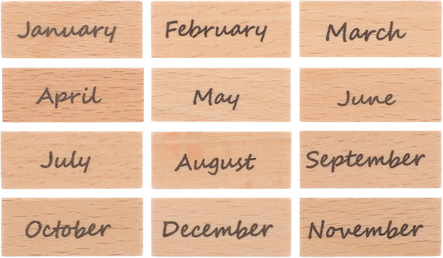 Zerodeko 12pcs Wooden Stamps 12 Months, Wooden Months in Small Size for Crafting,journaling Supplies