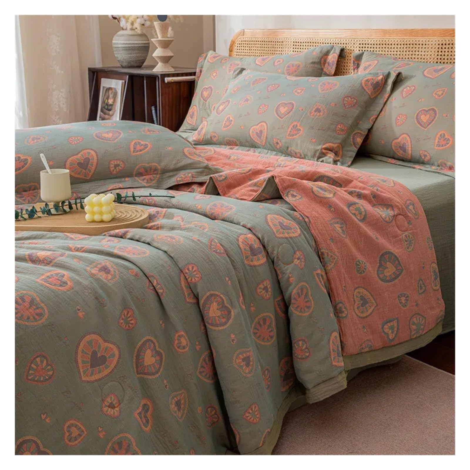 ADovz Coperta da letto ispessita con garza di cotone plaid Coperte Jacquard trapunta sottile estiva piumino set biancheria da letto Compatible with la casa Copriletto sul letto,Lenzuola