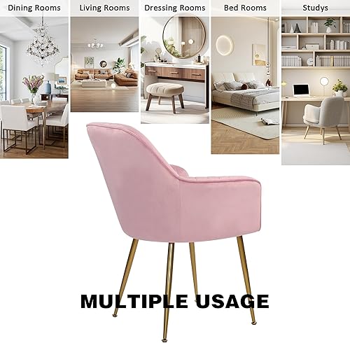 Miniatura 20 de thksbought Juego de 2 sillas de terciopelo y sillas decorativas tapizadas con patas chapadas en oro para sillas de sala de estar (gris) Conjunto