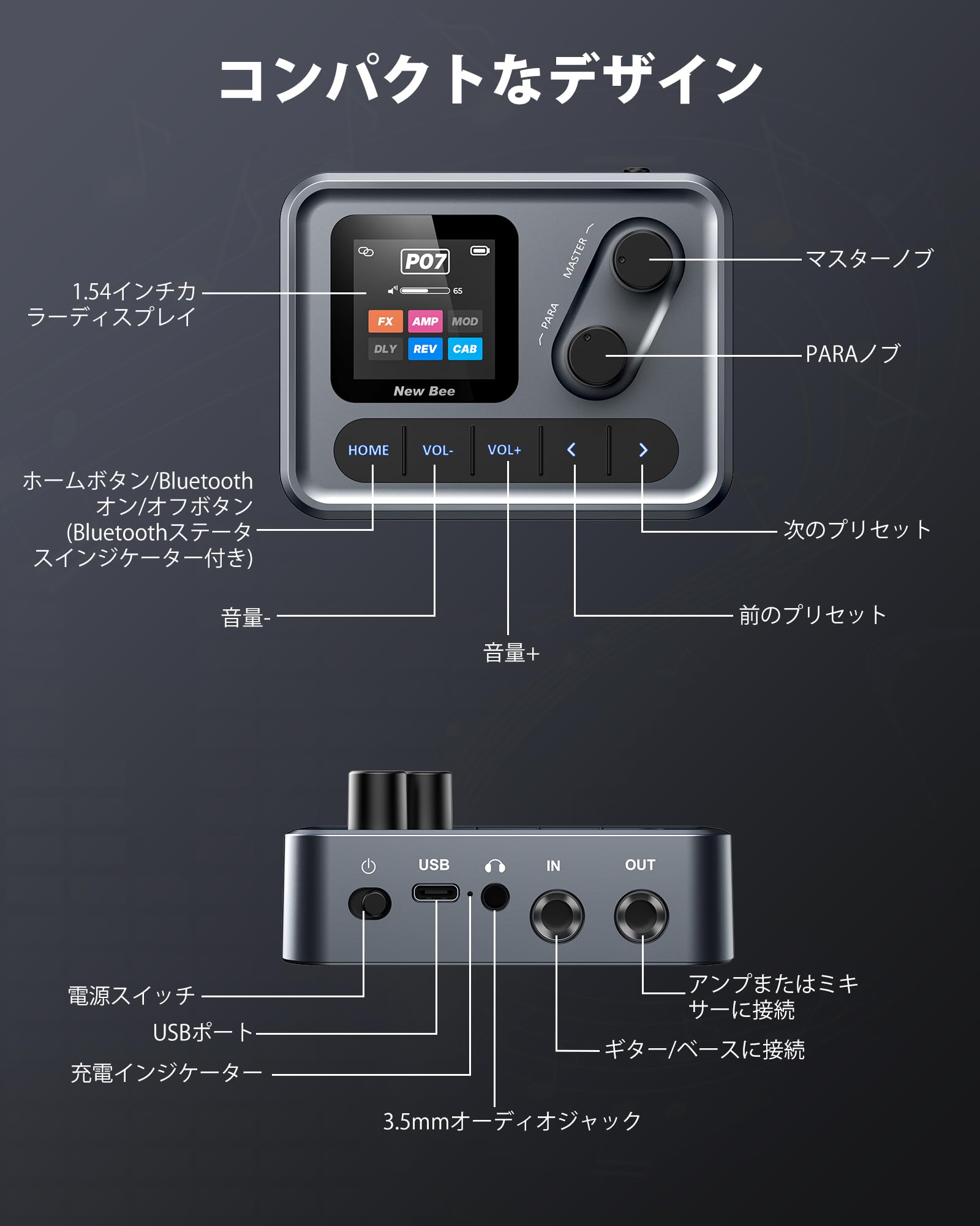 Amazon.co.jp: New Bee SK17 Guitar Effector, Guitar Processor