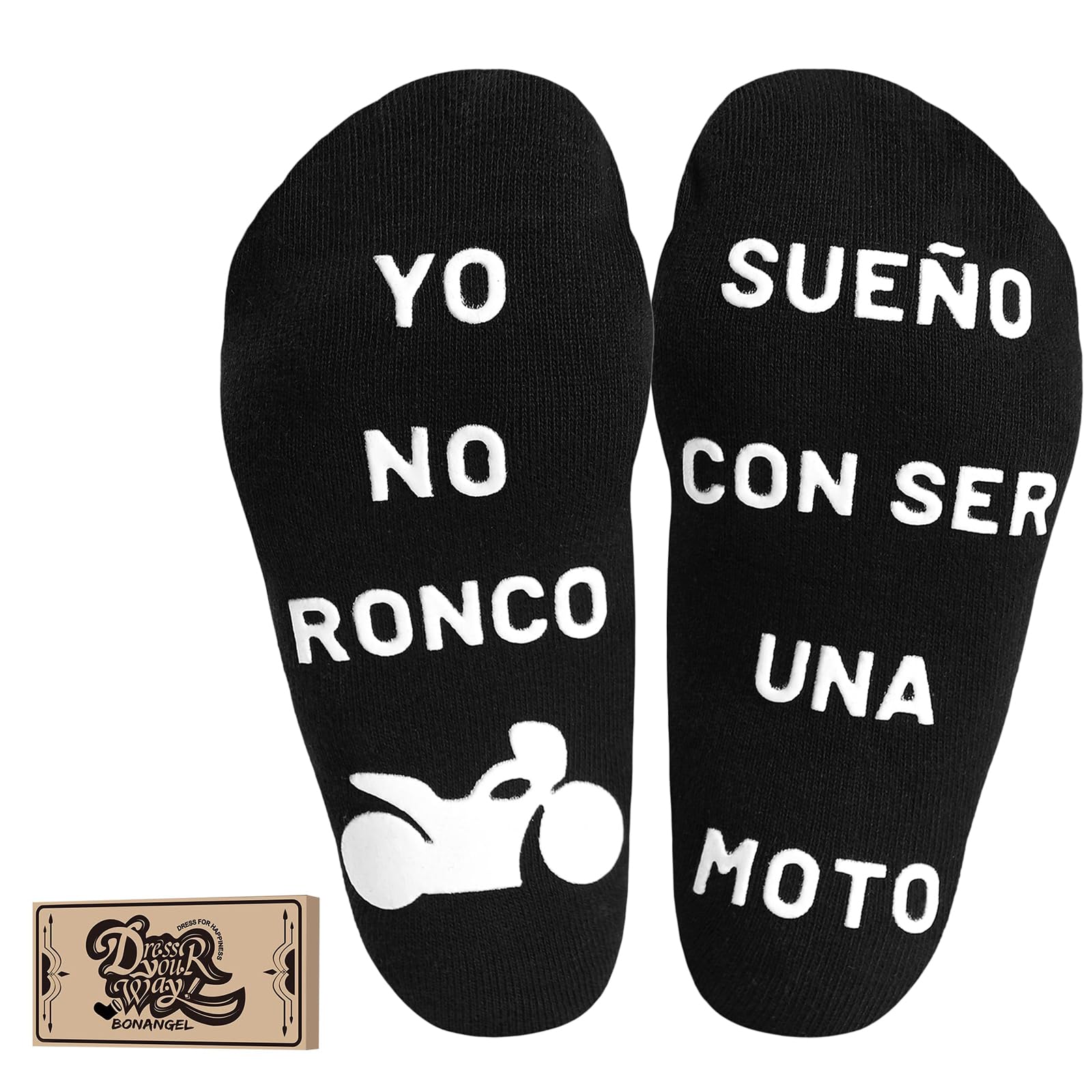 BONANGEL Calcetines Hombre Divertidos Moto Antideslizantes Algodón 39-46 Regalos Originales
