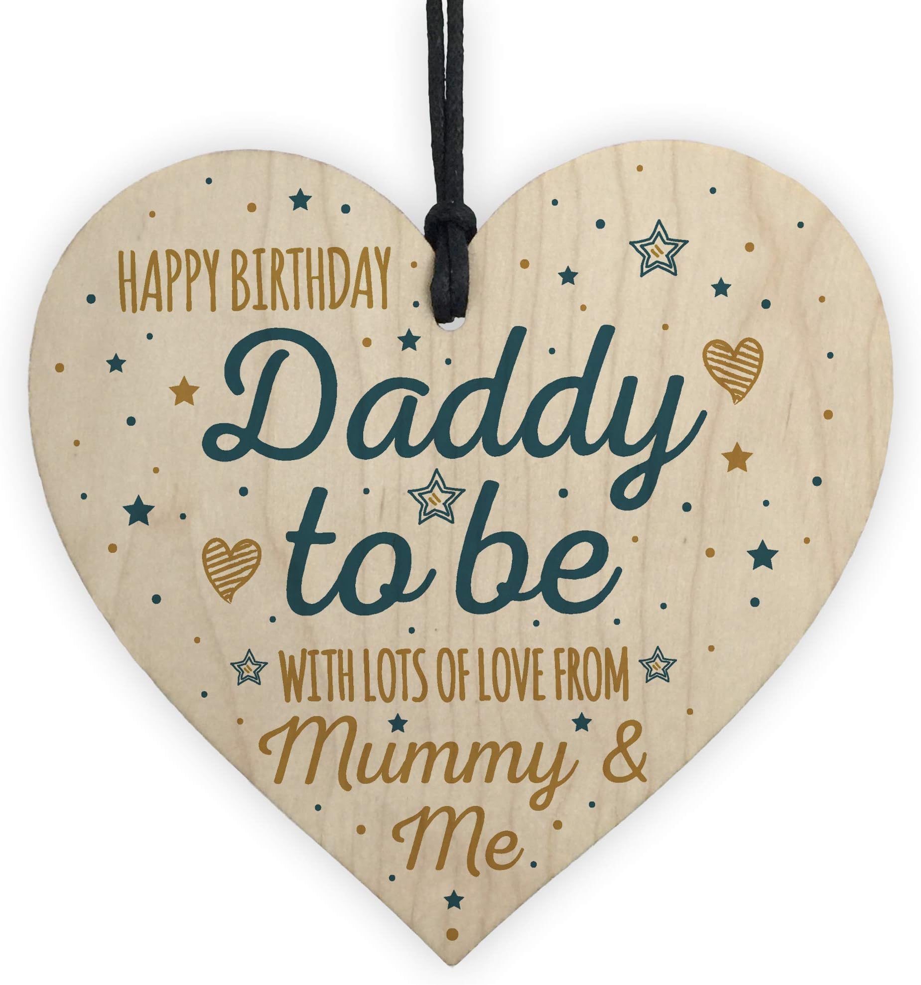 RED OCEAN Happy Birthday Daddy To Be From Bump Wooden Heart Dad Father Funny Card Baby Gift