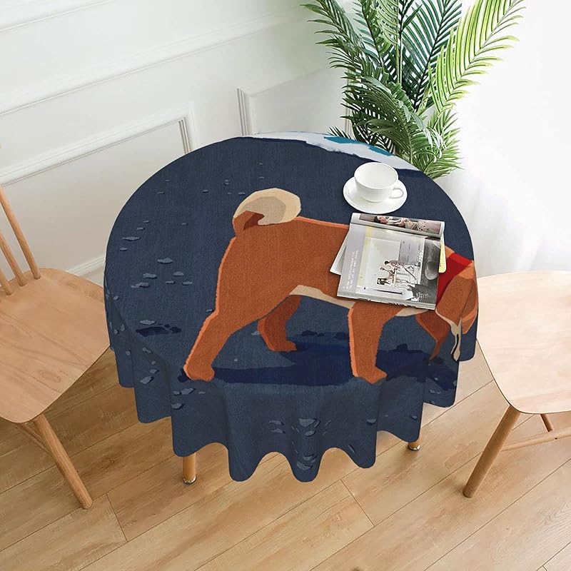 ホーム キッチン クラシカルレインボーハッピーバード 海辺の柴犬 テーブルクロス 食卓カバー テーブルカバー シンプル 北欧 洗える お手入れ簡単 汚れ防止 多機能 撥水加工 キッチン ダイニングテーブルトップ インテリア用品 円形 直径152cm 5nvon9ouxl