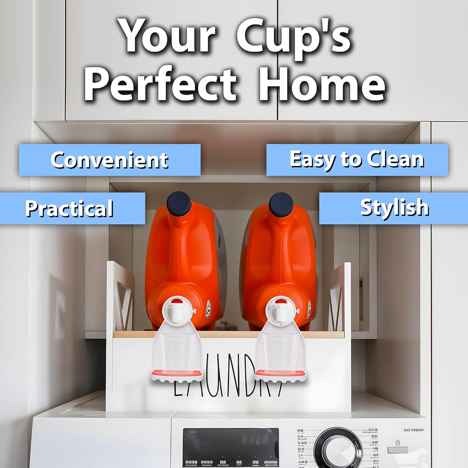 2 Pack Laundry Detergent Cup Holder with Drip Catcher Tray - White image 4