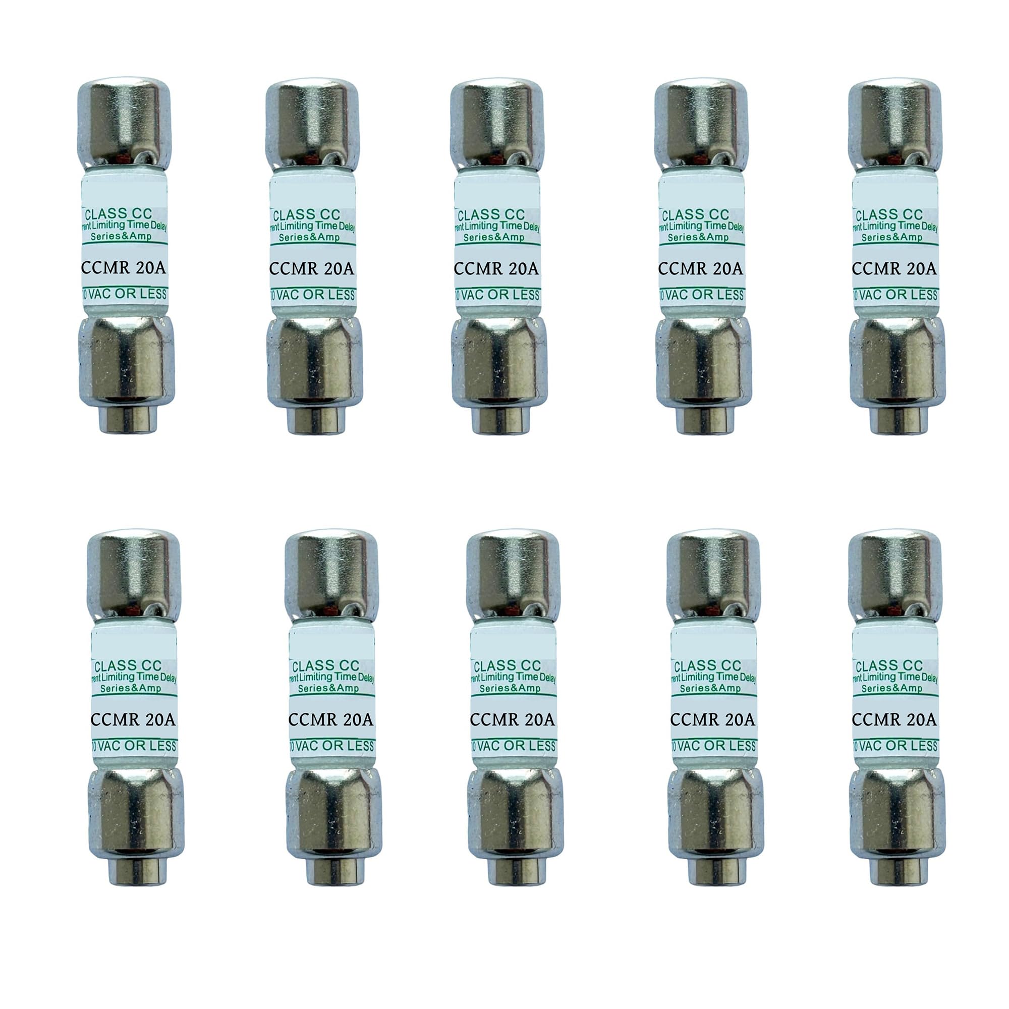 10-Pack New CCMR-20 CCMR 20A CCMR020 CCMR-20A 600Vac Time Delay Fuse,CCMR-20A Current Limiting Class CC Rejection Cartridge Fuses