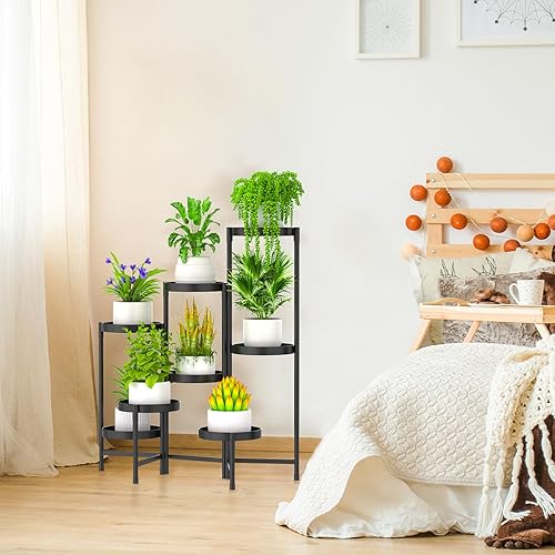 Miniatura 7 de Msoesticc.dl Soporte de metal para plantas de 8 niveles, alto para interiores y exteriores, estante esquinero plegable para múltiples plantas,
