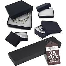RJ Displays-25 Pack Jewelry Boxes Cotton Filled Assorted Mixed Gift Box Set for Ring, Pendants, Necklace, Bracelets abd Watch Black Matte, 25 Assorted Mixed Boxes - Premium small box