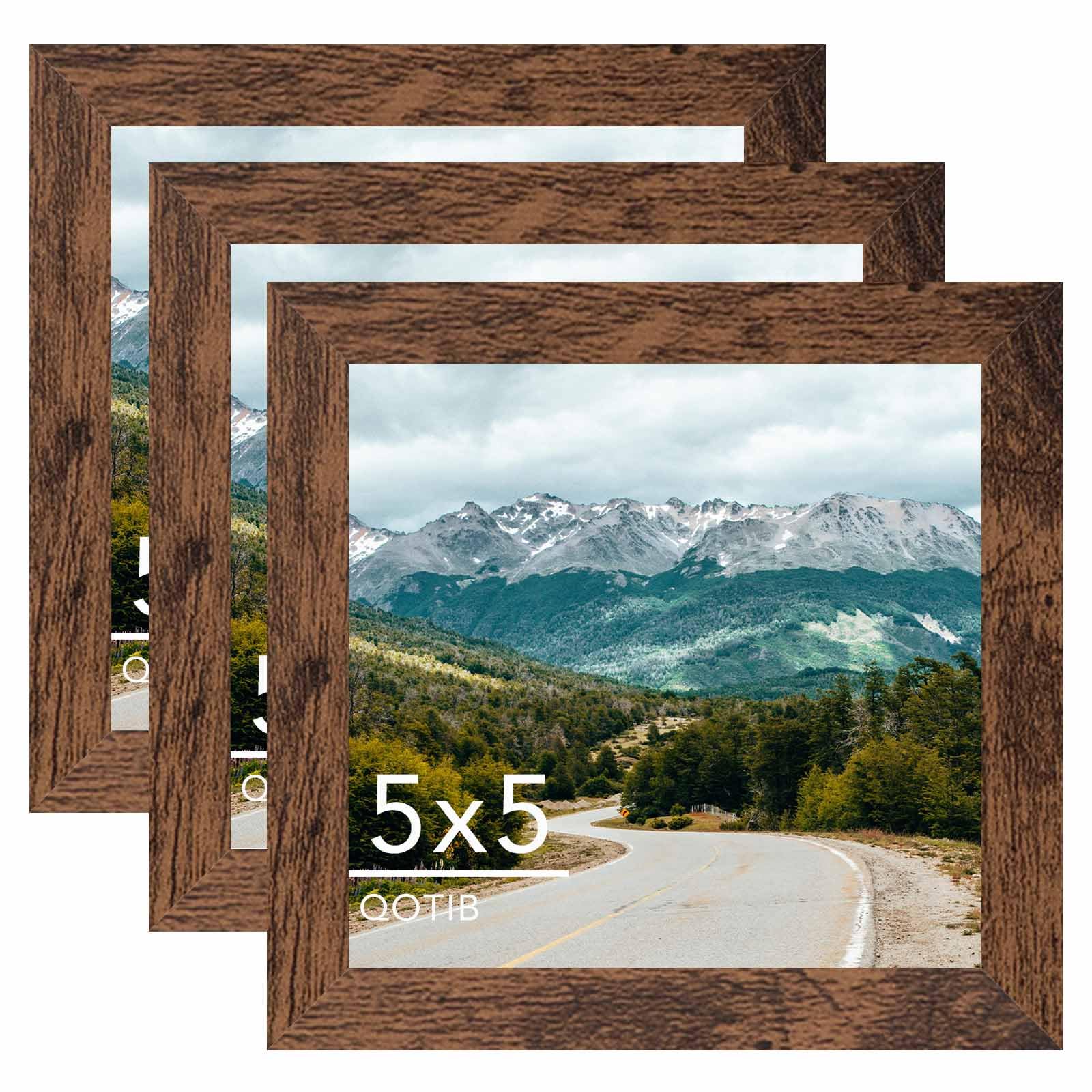 QOTIB 5x5 Picture Frame Deep Brown for Wall Hanging or Tabletop, Wood 5 x 5 Frame Photo Frame for Wall Horizontally or Vertically, Deep Brown, 3 Pack โ image 1