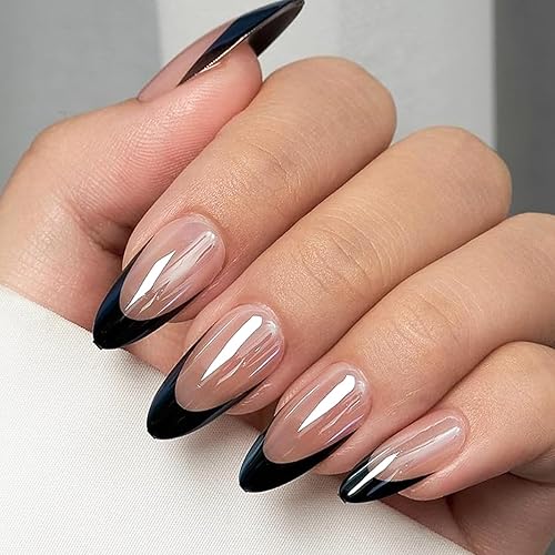 Miniatura 45 de Uñas postizas largas a presión, uñas postizas negras con diamantes de imitación 3D, diseño de mariposa, mate, cobertura completa, para mujer