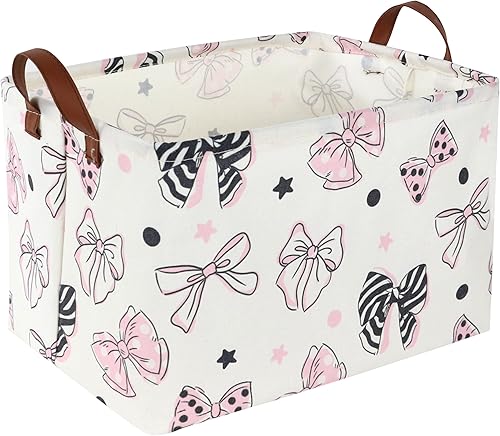 Miniatura 46 de Essme Cestas rectangulares de animales, cesta de almacenamiento rosa con asas para decoración de habitación de niñas, bonito contenedor de Animal