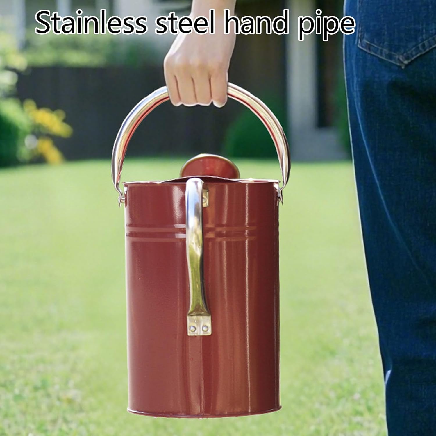 Oversized Steel Watering Container Reinforced Iron Ergonomic Handle Systems Gentle Sprays for Delicate Plant Maintenance Ergonomic Handle Watering Can