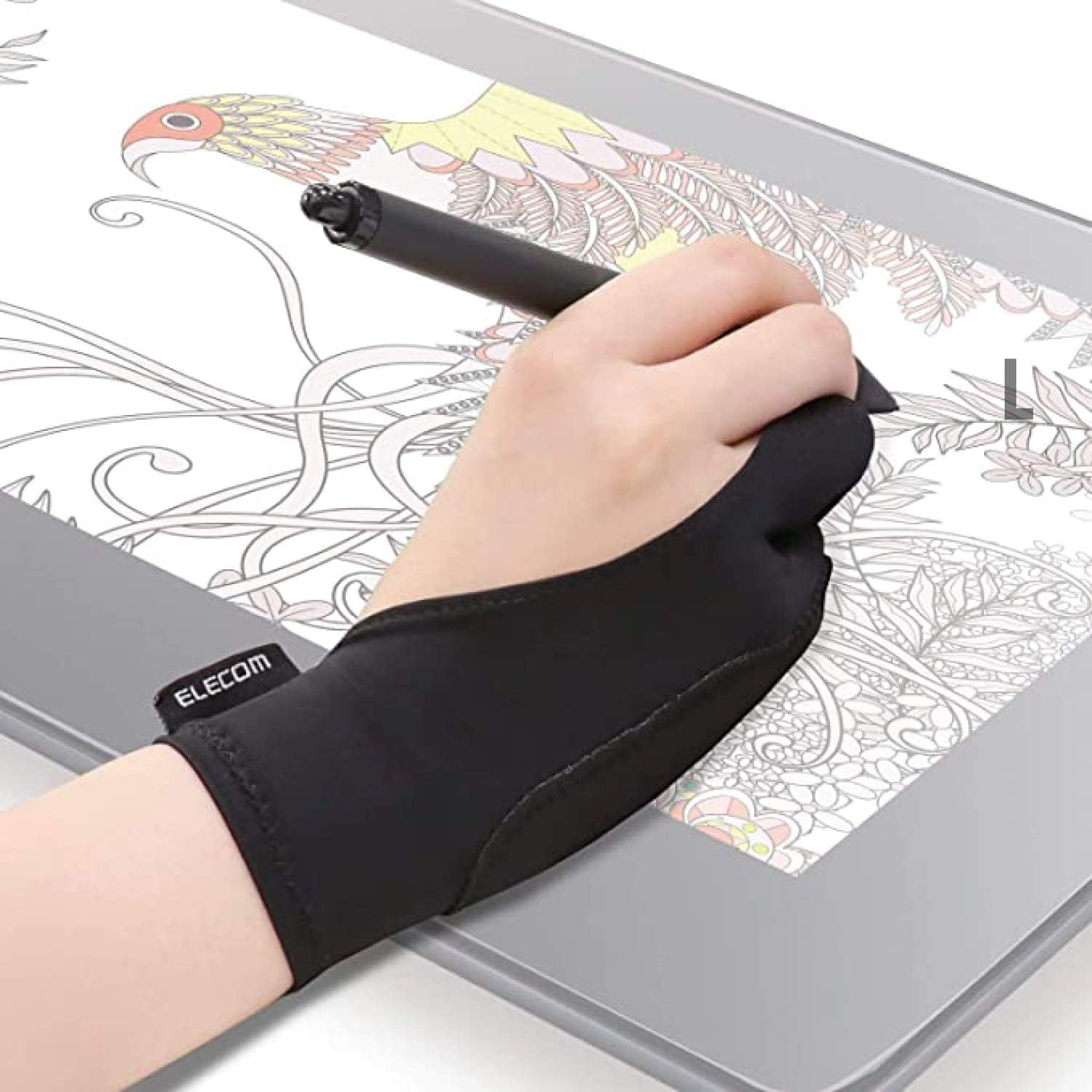 ELECOM Artist Gloves for Drawing Tablet for Left Hand or Right Hand with 2fingers 3.2inch - 3.4inch TB-GV2L