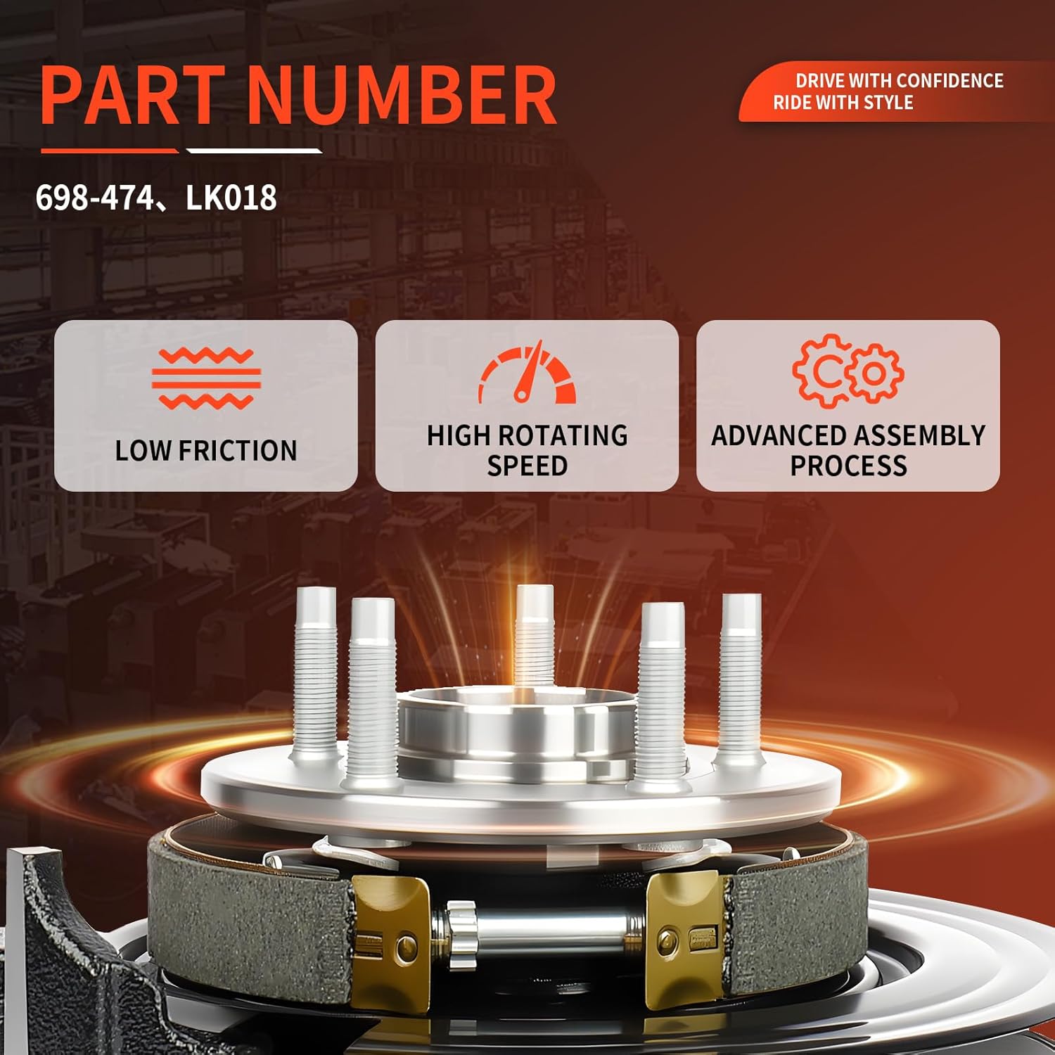 LK018 698-474 Steering Knuckle Wheel Hub Assembly Front Passenger Side 2013 2014 2015 2016 2017 for Honda Accord 2.0L 2.4L L4 3.5L V6