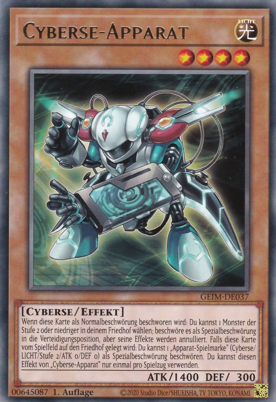 GEIM-DE037 - Cyberse Apparatus - Rare - 1st Edition - German - Genesis Impact - with LMS Trading Fieldcenter Card Yugioh
