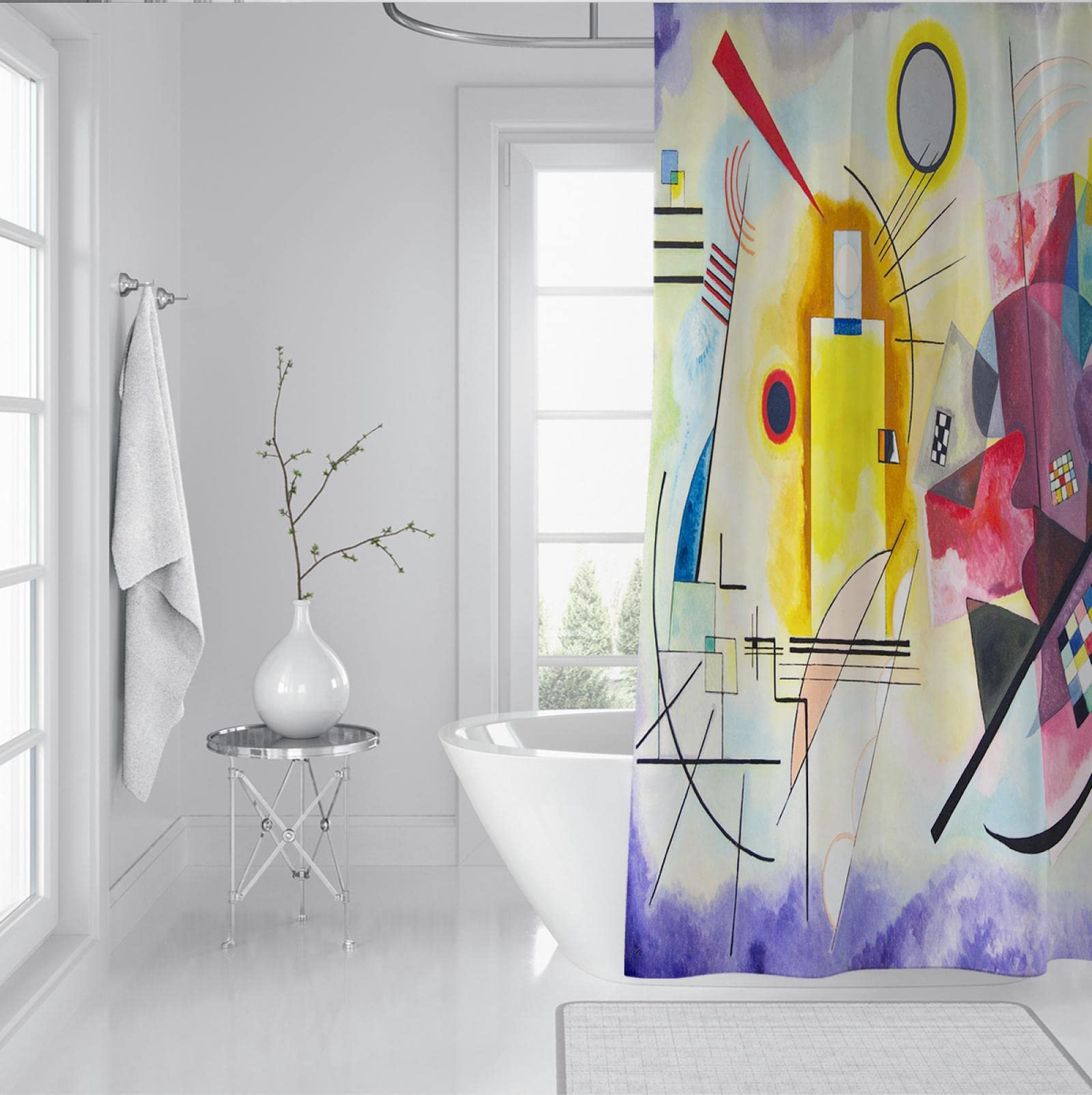 Cortinas de Ducha de Estilo Artista Cortinas de baño de Arte únicas con Ganchos de Tela de poliéster Cortina de Ducha Impermeable para la decoración del baño W190xL220cm