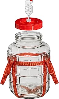 5L Gärballon| Gärbehälter Weinballon Glasballon+Gäraufsatz für Wein Bier Maische|Vorratsglas für Gurken, Aufbewahrung, Aufbewahrungsglas Glasflasche Glasballon Glasgärballon Vergärung