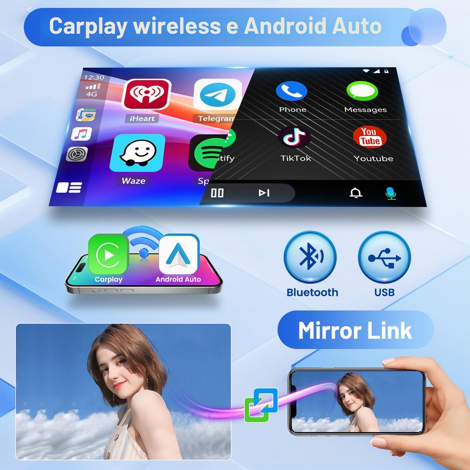 Inefala 4+64G 9'' Android 15 Autoradio per Suzuki Splash Ritz/Opel Agila