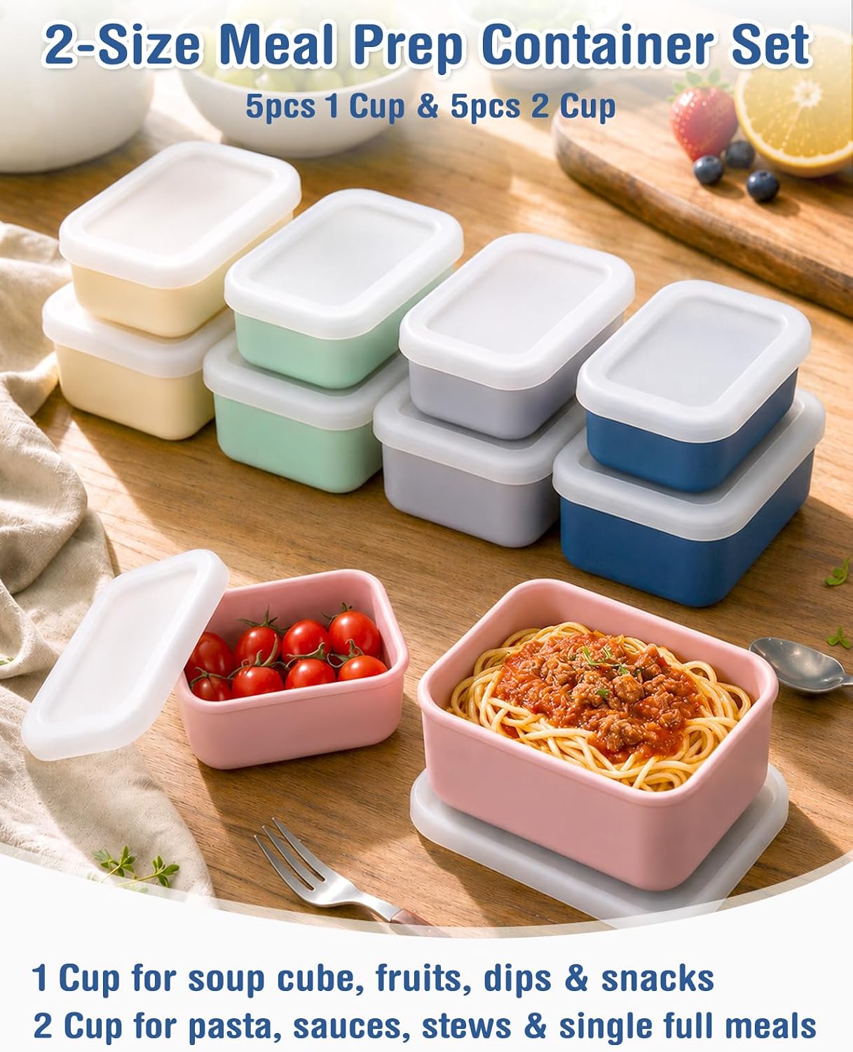 10 PCS Silicone Freezer Molds with Lid, Silicone Soup Freezer Molds Meal Prep Containers ((1 Cup, 2 Cup) 10 Pcs)