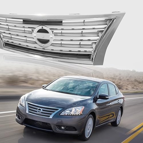 Miniatura 7 de Perfit Liner Parrilla delantera plateada negra con moldura cromada compatible con NISSAN Sentra 2013-2015 compatible con NI1200252 623103SH0A