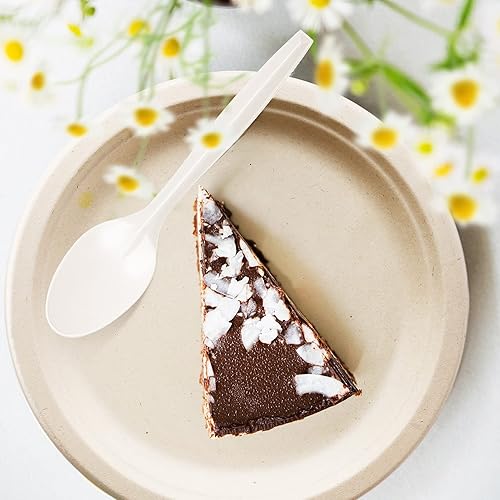 Miniatura 4 de Cucharas compostables, paquete de 50 cucharas desechables de 7 pulgadas, juego de cubiertos biodegradables, cucharas pesadas