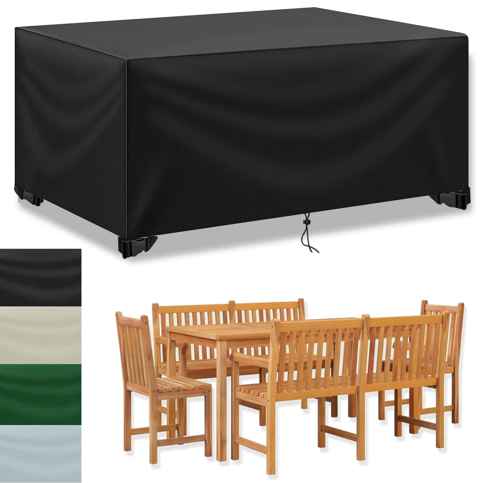 Copertura Per Mobili Da Giardino 150x90x90cm - Impermeabile, Anti-UV E Antivento In Oxford Verde | Per Tavoli Esterni - Foto 3