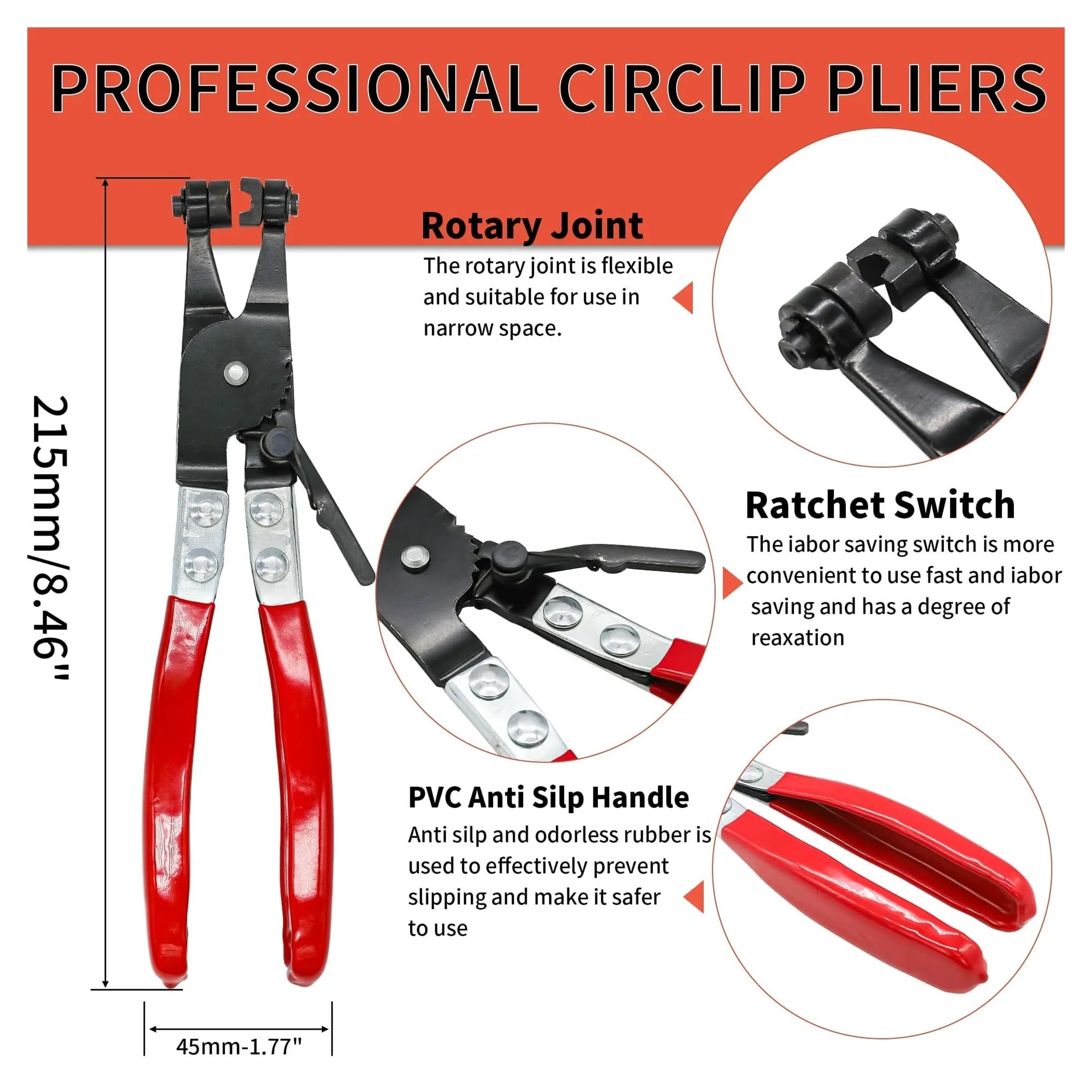 Kit de colliers de serrage à ressort avec pince 6-38 mm, pince à ressort noire for conduite de carburant, collier de serrage en silicone for tuyau à vide(100pcs 6-25mm)