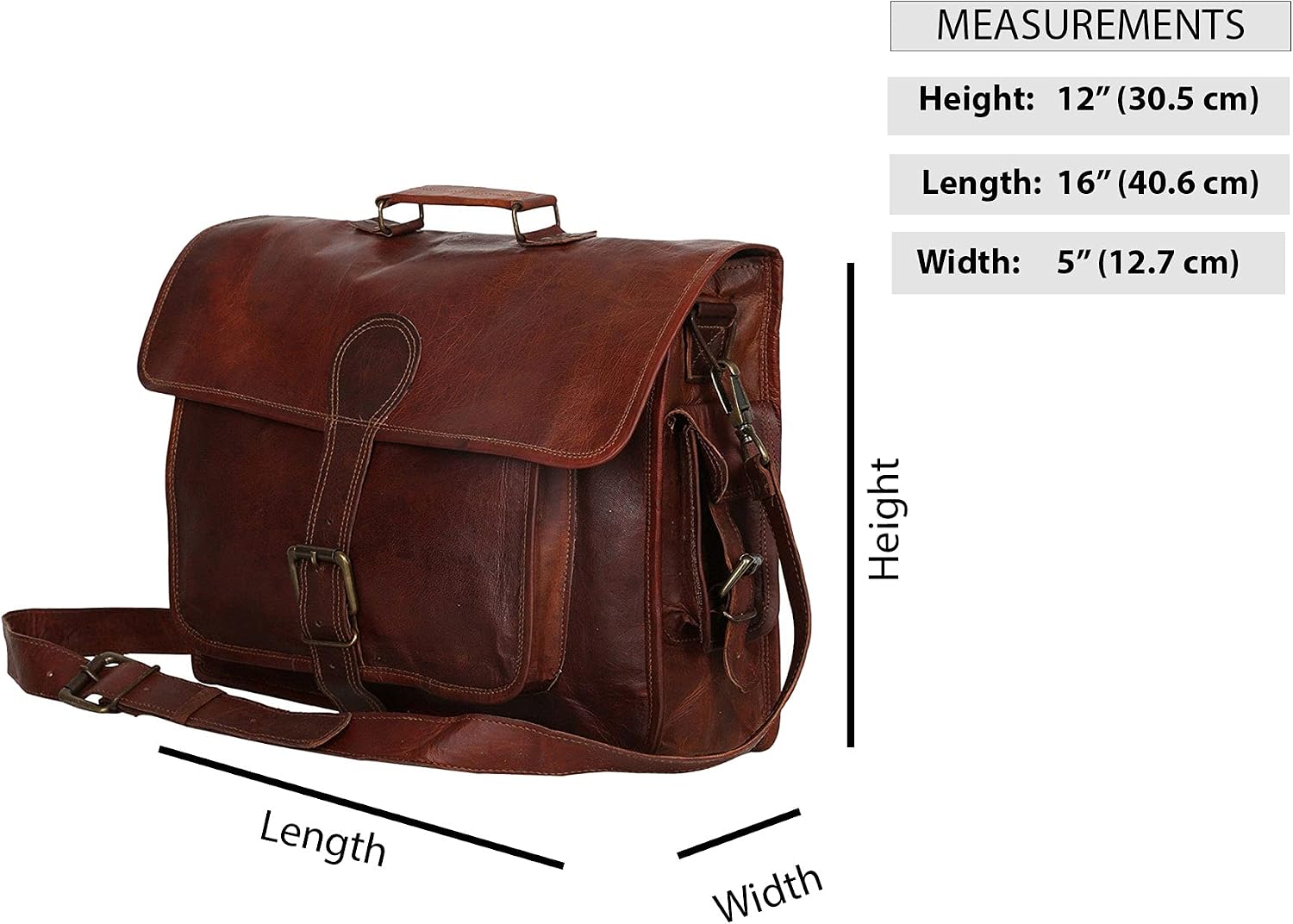 Madosh, Men's Leather Briefcase Crossbody Laptop Messenger Work Bag Shoulder Business Travel Handbag
