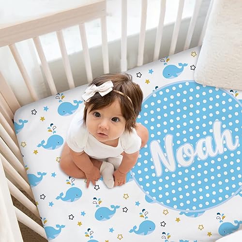 Miniatura 6 de Sábanas personalizadas para cuna de bebé rosa con nombre, sábanas ajustables florales personalizadas para cuna para niñas bebés, sábana para cuna,