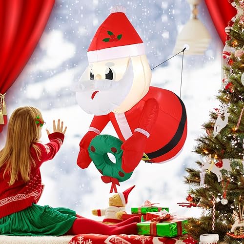 Miniatura 5 de Inflables de Navidad de 3.5 pies de Papá Noel 2023 para decoración de ventanas al aire libre, interior, hogar, Navidad, inflable, exterior, Papá