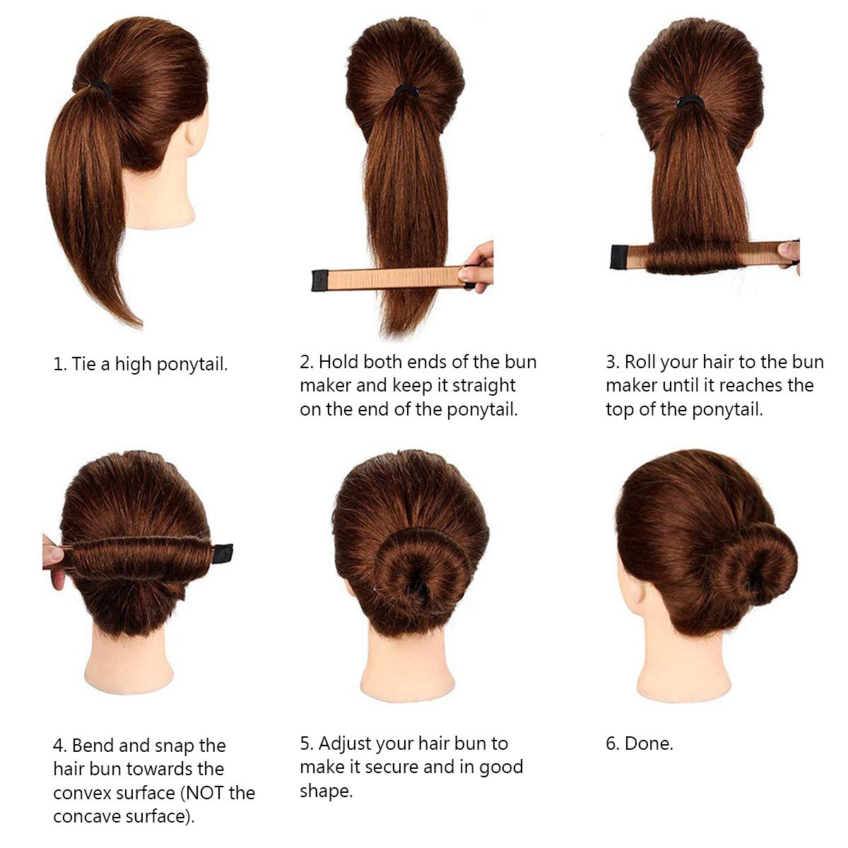 Chignon Facile per Capelli, Chignon Shaper Set, Chignon Ciambella Donne Capelli, 6 Pezzi (Biondo, Caffè)