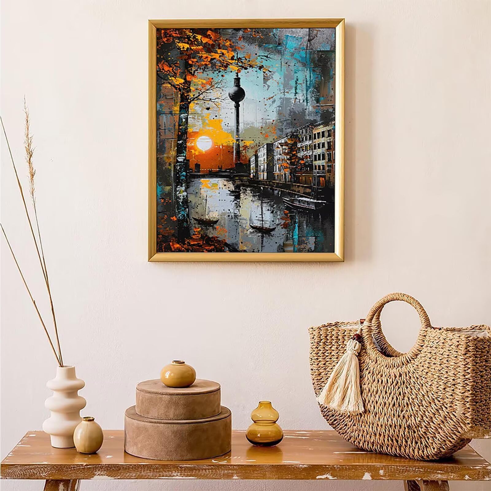 Diamond Painting Architettura, Diamond Painting Erwachsene Ponte Bastelset, DIY Diamant Malerei Runder Vollbohrer Diamanten Kinder Malerei Stickerei Kreuzstich Dekoration, Geschenk 90x120 cm PJY9 U-3