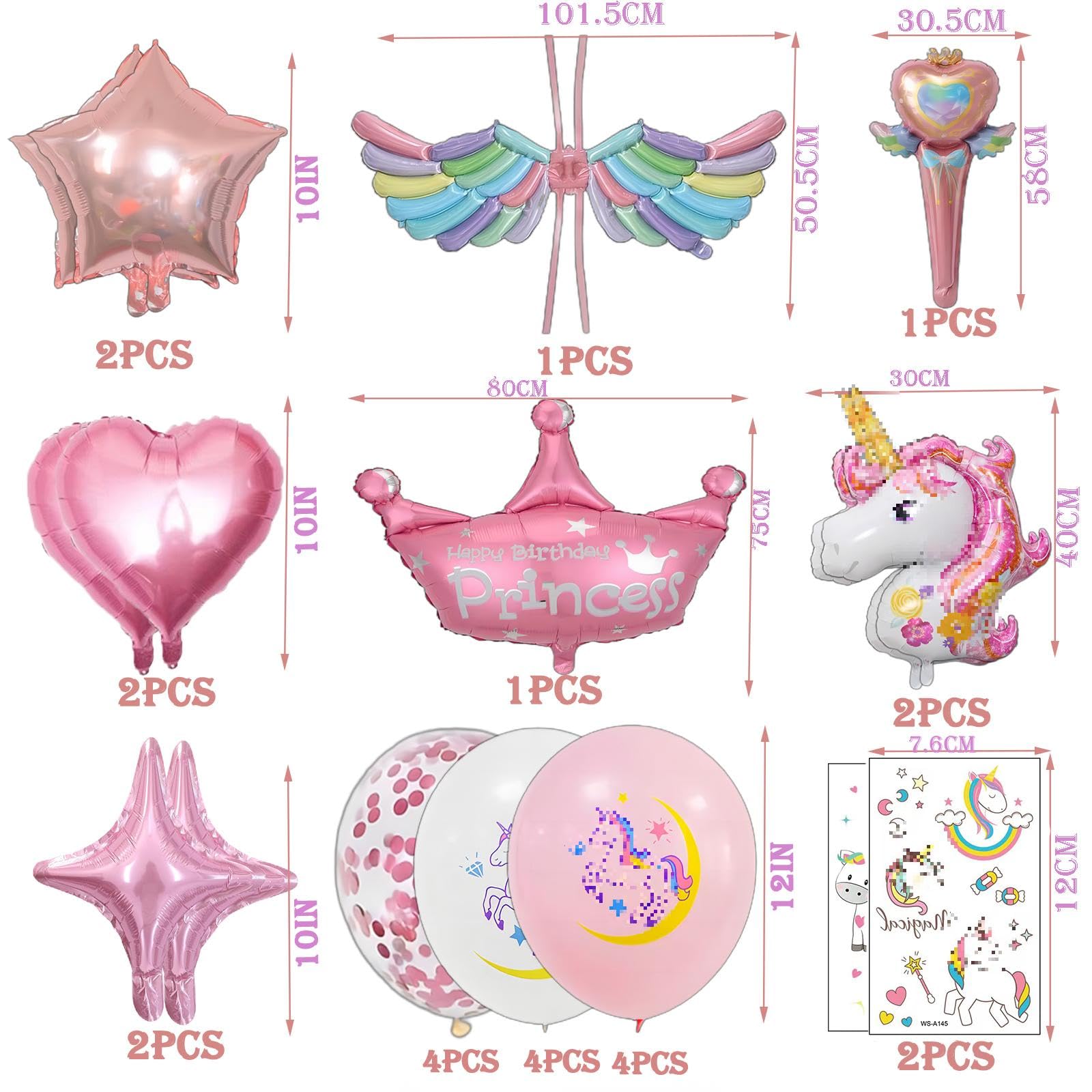 Kit Décoration Anniversaire Licorne - 101 Pièces Pour 10 Invités - Ballons, Vaisselle, Nappe - Thème Féerique