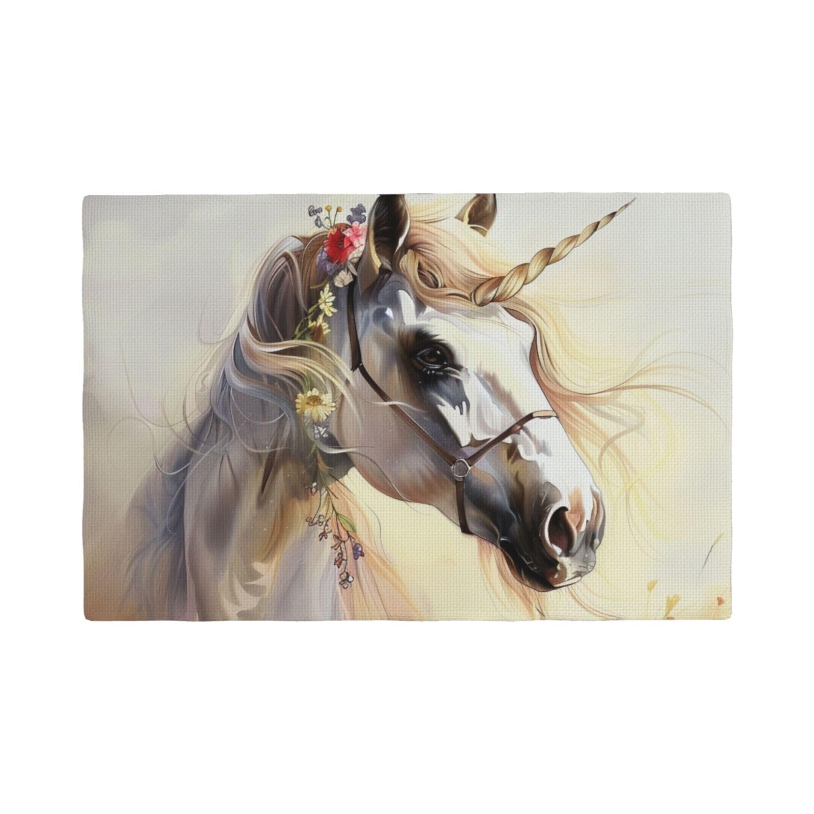 Cute Horse Print Placemats Set, Heat Resistant Washable Placemat 12x18in Table Mats for Party Kitchen Dining Table Decoration Indoor Outdoor, Six Piece